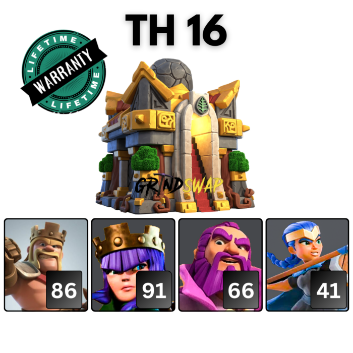 GrindSwap - TH16 K86 Q91 GW66 RC41 COC Account 1